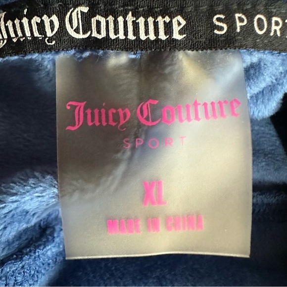 Juicy Couture Sport size XL Blue Velour 1/4 Zip Pullover Thumb Hole Sweatshirt - Picture 11 of 12